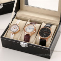 3 Slots Acrylic Lid Leather Watch Packing Cases